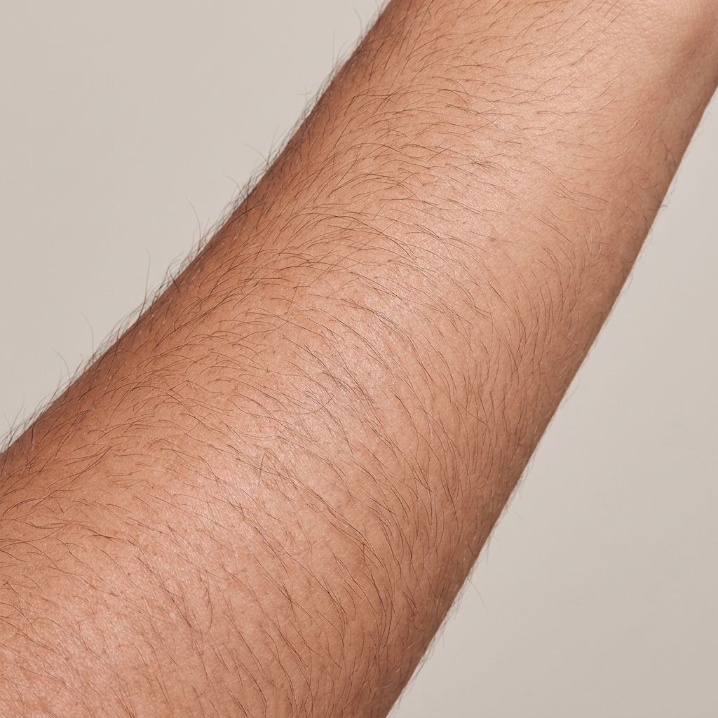 Underarm skin with natural body hair before using Corvasse